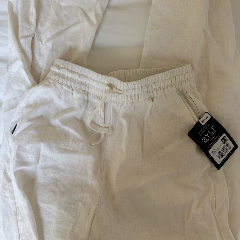 White linen women’s pants straight leg